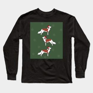 Triple Christmas Kooiker Dogs Green Long Sleeve T-Shirt